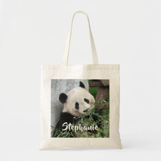 Giant Panda met persoonlijke naam Tote Bag (Voorkant)