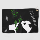 Giant Panda Monogram of Naam Black Golfhanddoek (Horizontaal)