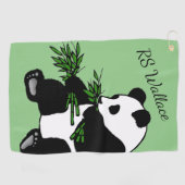 Giant Panda Monogram of Naam Groen Golfhanddoek (Horizontaal)