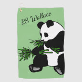 Giant Panda Monogram of Naam Groen Golfhanddoek (Voorkant)