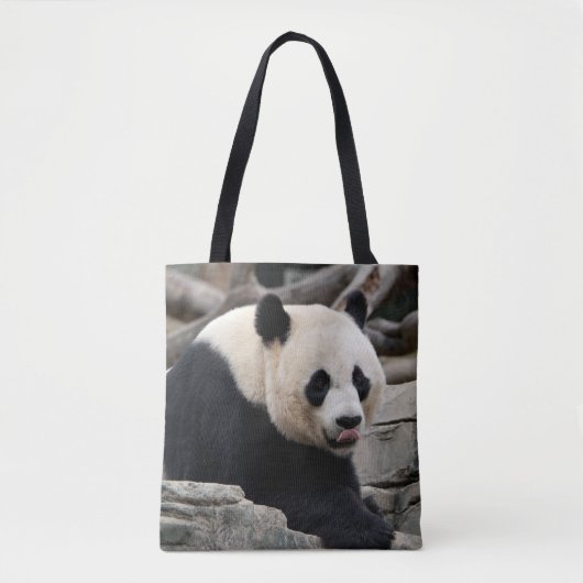 Giant Panda op Rocks Tote Bag (Voorkant)