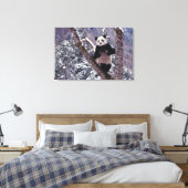 Giant Panda staat op boom, Wolong, Sichuan, Canvas Afdruk (Insitu (Slaapkamer))