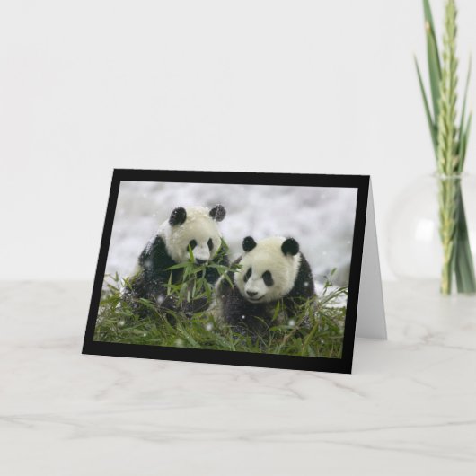 Giant Pandas Feestdagen Kaart (Voorkant)