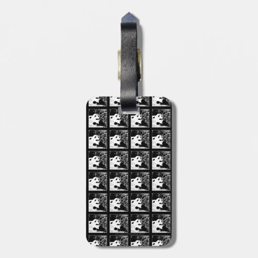 Giant Pandas Pop Art Black en White Bagagelabel (Achterkant verticaal)
