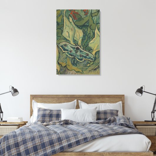 Giant Peacock Moth (1889) van Vincent van Gogh Canvas Afdruk (Insitu (Slaapkamer))