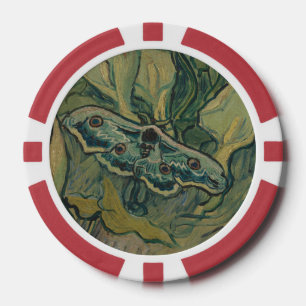 Giant Peacock Moth (1889) van Vincent van Gogh Poker Chips