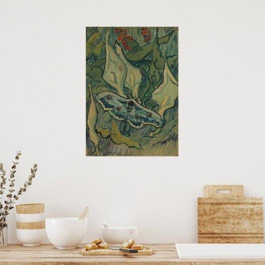 Giant Peacock Moth (1889) van Vincent van Gogh Poster (Keuken)