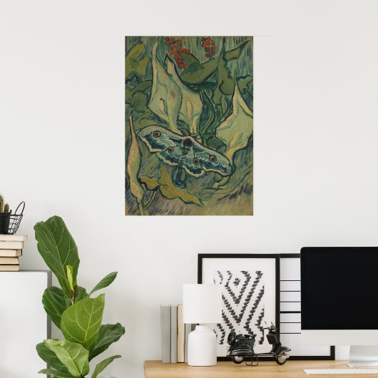 Giant Peacock Moth (1889) van Vincent van Gogh Poster (Thuiskantoor)
