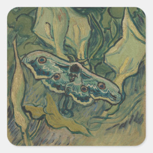 Giant Peacock Moth (1889) van Vincent van Gogh Vierkante Sticker
