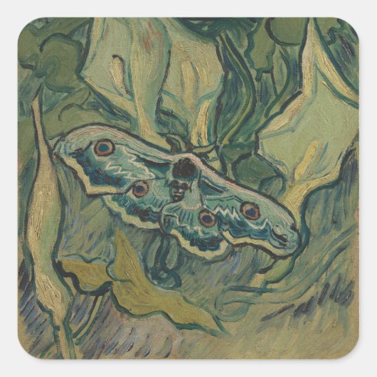 Giant Peacock Moth (1889) van Vincent van Gogh Vierkante Sticker (Voorkant)