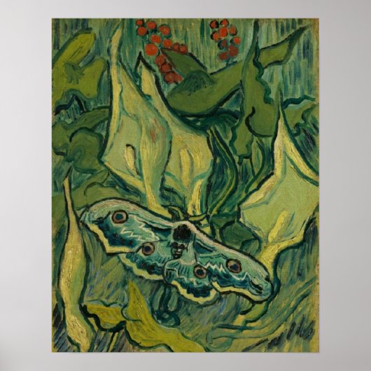 Giant Peacock Moth Vincent van Gogh 1889 Small Poster (Voorkant)