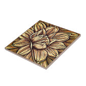 Giant Peony Flower Pattern in Bruin en Beige Tegeltje (Zijkant)