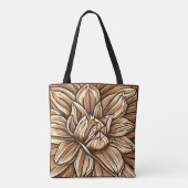 Giant Peony Flower Pattern in Bruin en Beige Tote Bag (Achterkant)