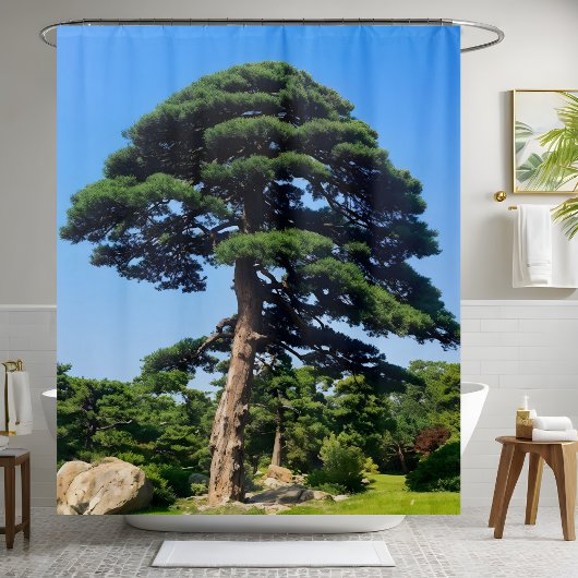 Giant Pine Tree Green Forest Natuur Badkamer Decor Douchegordijn