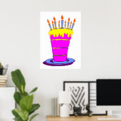Giant Pink Birthday Cake Poster (Thuiskantoor)