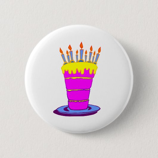 Giant Pink Birthday Cake Ronde Button 5,7 Cm (Voorkant)