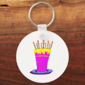 Giant Pink Birthday Cake Sleutelhanger (Voorkant)