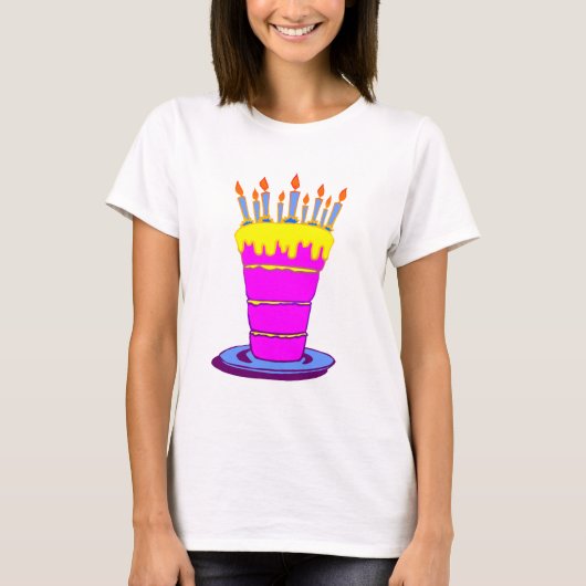 Giant Pink Birthday Cake T-shirt (Voorkant)