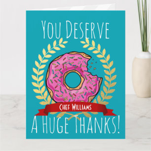 Giant Pink Donut Chef   Cook Dank u Bedankkaart