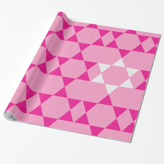 Giant Pink Jewish Stars Cadeaupapier (Uitgerold)
