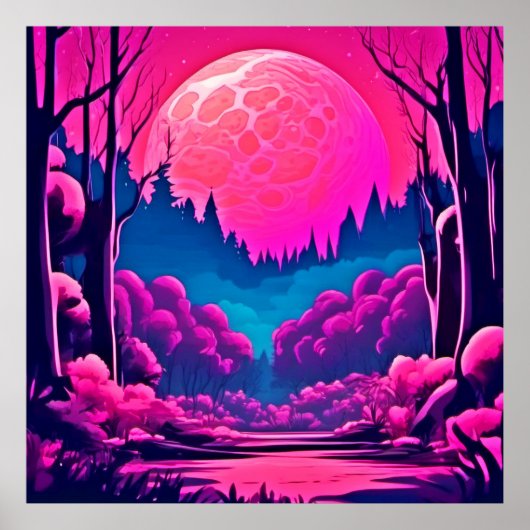 Giant Pink Moon Art Poster (Voorkant)