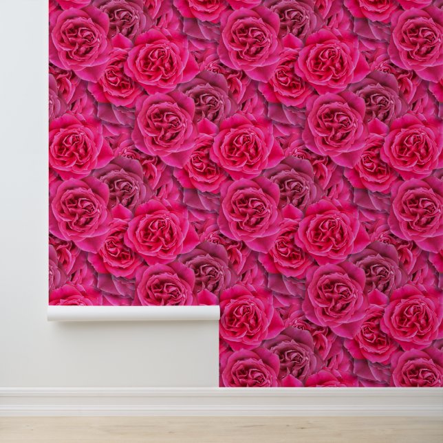 Giant Pink Roses Elegant Romantisch  Naadloos Behang (Applicatie)