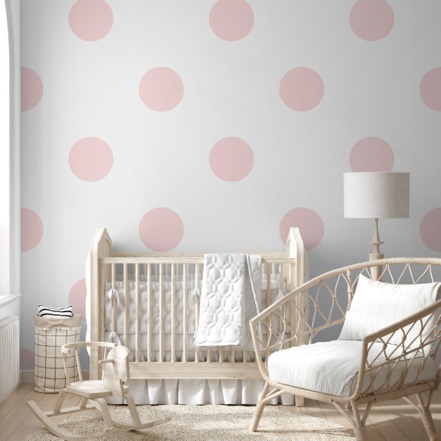 Giant Polka Dot Patroon Roze Pastel Kleur Behang (Kinderen)