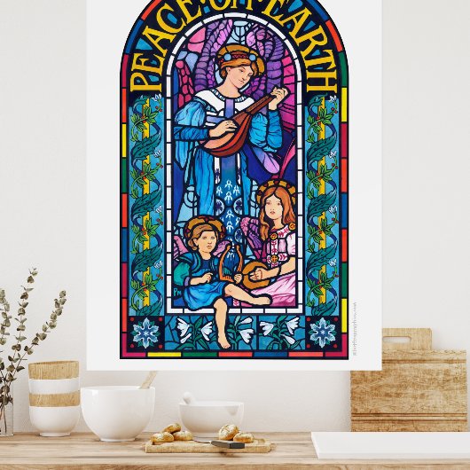 Giant poster Vrede op aarde gekleurd glas (Keuken)