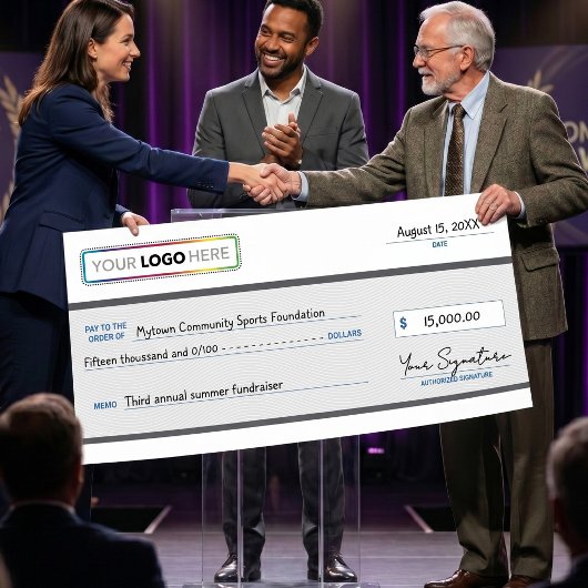Giant Promotional Check with Business Logo | Poster