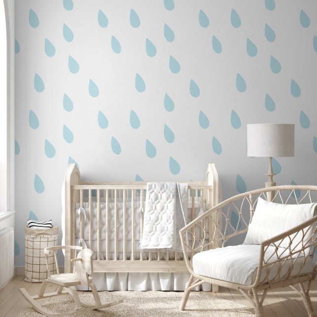 Giant Raindrops Patroon Aqua Blue Pastel Kleur Behang (Kinderen)