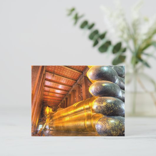 Giant reclining Buddha in tempel, Wat Pho, Briefkaart (Staand voorkant)