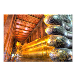 Giant reclining Buddha in tempel, Wat Pho, Foto Afdruk
