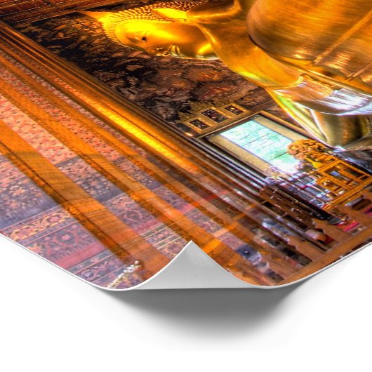 Giant reclining Buddha in tempel, Wat Pho, Poster (Hoek)