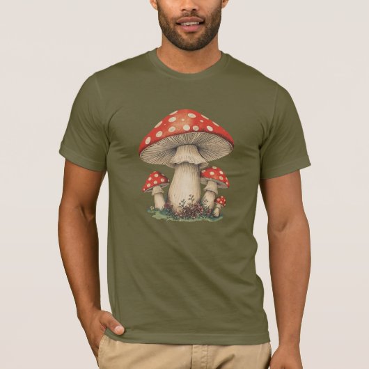 Giant Red Amanita Mushroom - Retro Men's Graphic T-shirt (Voorkant)