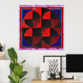 Giant Red Black Silver Line Live Chakra Mandala Poster (Thuiskantoor)