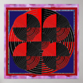 Giant Red Black Silver Line Live Chakra Mandala Poster (Voorkant)
