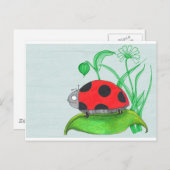 Giant red ladybug op een blad briefkaart (Voorkant / Achterkant)