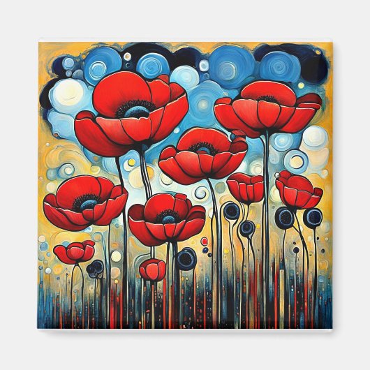 Giant Red Poppies 1 Magneet (Voorkant)