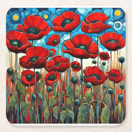 Giant Red Poppies 2 Kartonnen Onderzetters