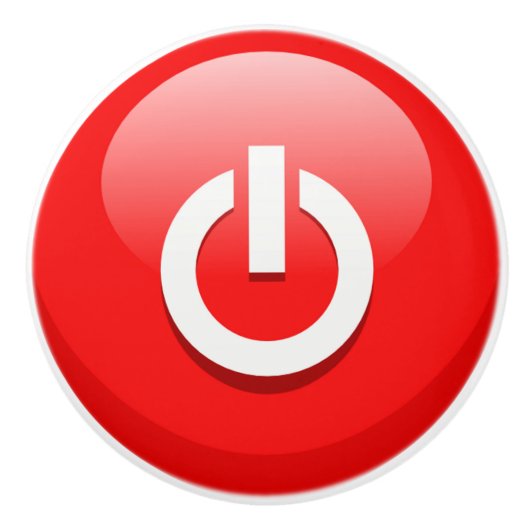 Giant Red Power Button Keramische Knop (Voorkant)