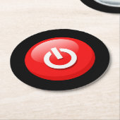 Giant Red Power Button Ronde Kartonnen Onderzetter (Gebogen)