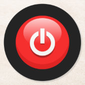 Giant Red Power Button Ronde Kartonnen Onderzetter (Voorkant)