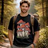 Giant Red Retro Mushrooms Cluster | Graphic Art T-shirt