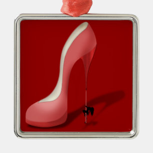 Giant Red Stiletto-Cartoon - Hiel Dancer Metalen Ornament
