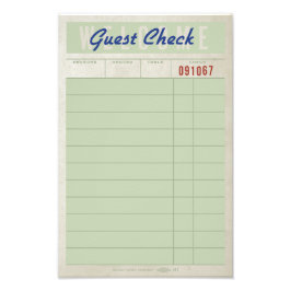 GIANT RETRO GUEST CHECK FOTO AFDRUK