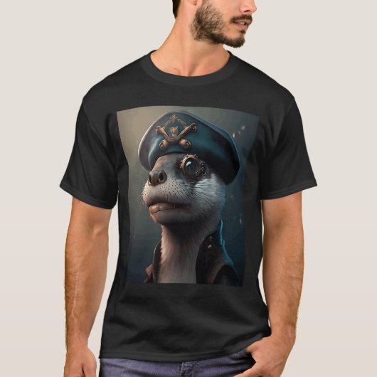 Giant River Otter Cool Otter Pirate T-shirt (Voorkant)