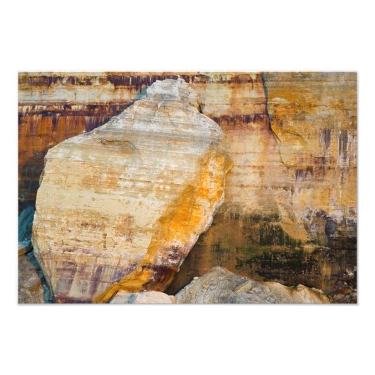 Giant Rock Slab, Pictured Rocks NL, Michigan Foto Afdruk (Voorkant)