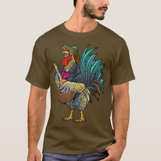Giant Rooster Guitaring Funny Chicken Gallo Playin T-shirt