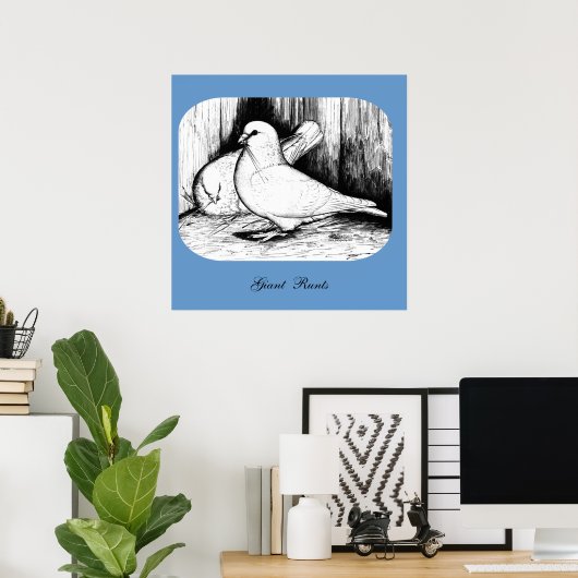 Giant Runt Pigeons Poster (Thuiskantoor)