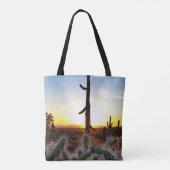 Giant Saguaro Cactus op Sunset in Sonoran Desert Tote Bag (Achterkant)